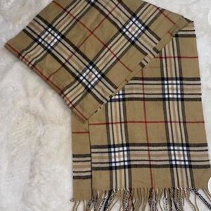 Scarf | Oversized Soft Classic Tan black white & Red Plaid Design | unisex